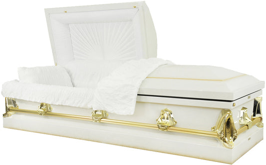 M-8501-FS (With Seal) White w/Gold Accents/20g/White Crepe/Gold Hardware