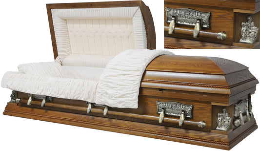 W-8671-FS  Oak Veneer Wood / Almond Velvet Interior / Last Supper