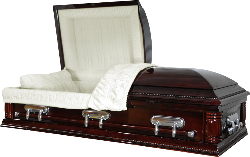 W-8711-X-FS   Solid Poplar Casket / Almond Velvet Lining / High Gloss