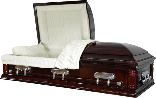 W-8711-X-FS   Solid Poplar Casket / Almond Velvet Lining / High Gloss