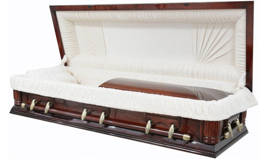 W-8716=8723-FC-FS  Full Couch / Foot Panel / Solid Poplar Casket / Almond Velvet Interior