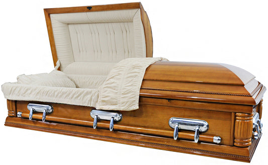 W-8728-FS Solid Poplar Casket Cream Velvet Interior