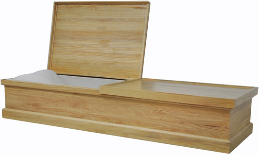 W-8769-FS   Cremation Casket / Solid Pine Box with Pillow / Almond Velvet