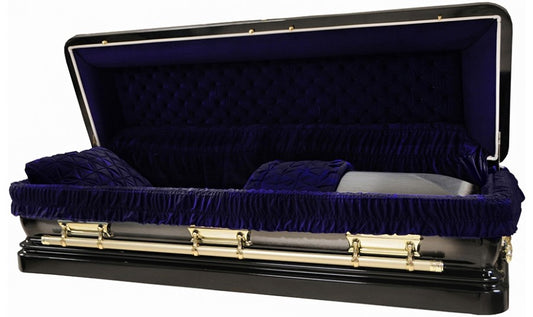M-6224-FS  Full Couch w/Foot Panel Black - Natural Brush, Purple Velvet