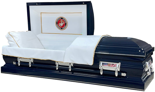 M-9382-FS  U.S. Marines Corps / Navy Shell / 18 ga / White Interior with Gold Trim Blue Swing Bar