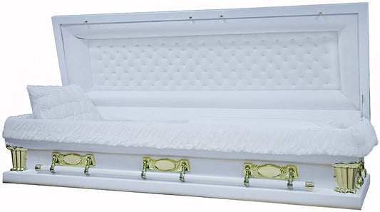 M-9441X-FC-FS  Oversized White w/ Gold Accent/Full Couch/White Velvet Interior