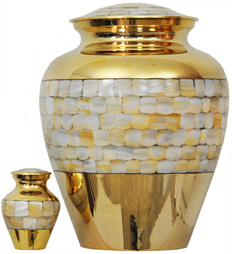094-A-FS - Brass Urn / Gold w/ Mother Pearl Trim