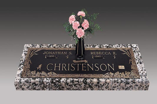 C-GB173 V1 "Fruit of Lilfe" Companiionn Bronze over Granite Marker with vase