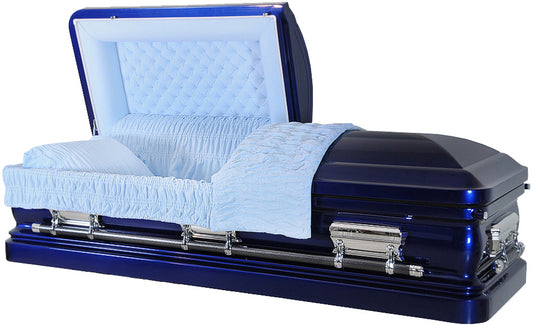 M8254FS  18 Gauge / Cobalt Blue Metallic / Light Blue Velvet Blue Casket / Protective