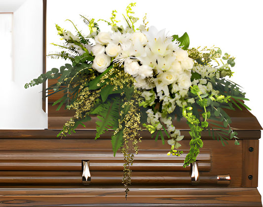 GARDEN ELEGANCE CASKET SPRAY FUNERAL FLOWERS