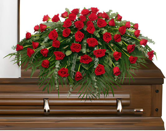 MAJESTIC RED ROSE CASKET SPRAY