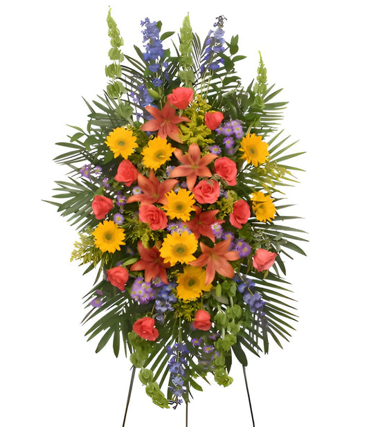 VIBRANT FLORAL EXPRESSION STANDING FUNERAL SPRAY